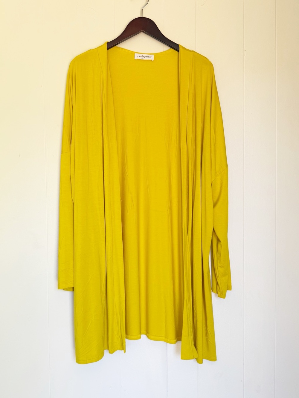 NEW CARLY JEAN LOS ANGELES CJLA Favorite Open Kimono Tea Leaf Yellow XXXL